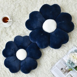 Ddliury Flower Pillow, Flower Shaped Pillow Decorative Throw Pillows for Bed Couch, Cute Daisy Pillow Dorm Decor Floor Seating Cushion (Navy Blue, 15 Inches)