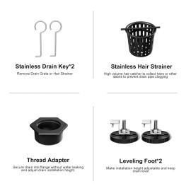 CUPC Approved 24 Inch Black Stainless Steel Shower Drain Floor Ready for Single Piece US ShippingMaterial: Stainless Steel, Color: Black