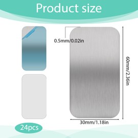 Hpmjz 24 Pcs Adhesive Metal Plates for Magnet Mounts Rectangular Iron Strips 2.36x1.18 in Steel Strips with Adhesive Backing for Magnets on Non-Steel Vents DIY Creative Projects