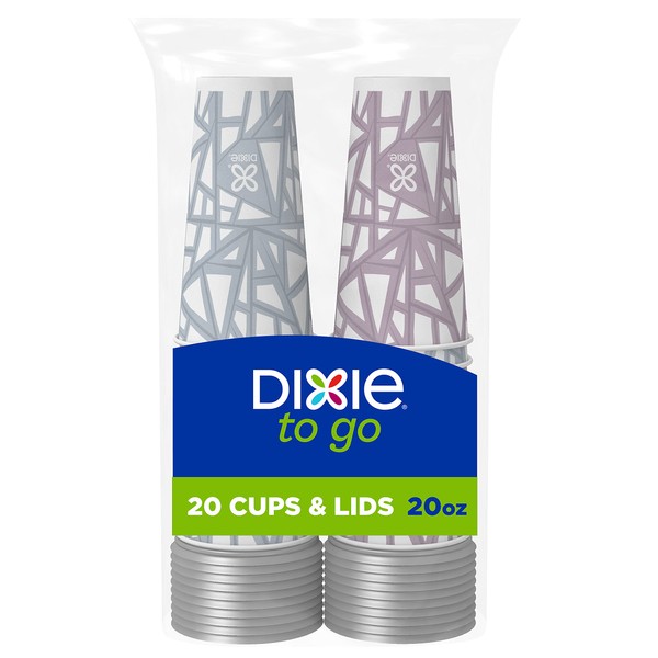 Dixie Hot Beverage Cups with Lids, 20 oz, 20 Ct