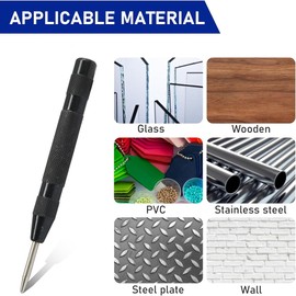 Dapetz ® Automatic Center Punch, Spring Loaded Center Hole Punch Hand Tool with Adjustable Tension Center Punch Tool, Automatic Center Punch, for Metal, Glass, Wood, Car Window, and More Materials