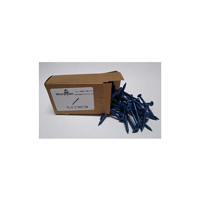 Shorpioen 20-Pack 1/4 x 1-3/4" Phillips Flat Concrete Screw Blue
