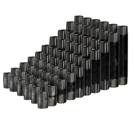 Supply Giant 1200NPBA Malleable Black Pipe Assortment Kit, 60 Pipes Fittings For All Your DIY Projects, Threaded Steel Pipe Nipples 3/4 Inch(Pack Of 60)
