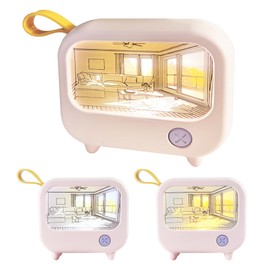 Leafre - Mini luz nocturna de pintura, color rosa, 2 modos de color, portátil y recargable, 1 botón de control fácil de usar, luz nocturna de computadora y mesita de noche para niños