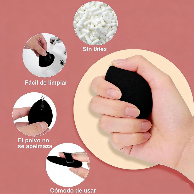 15 Piezas Brochas para Maquillaje con 10 Brochas, 2 Esponjas,