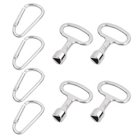 Pack of 4 Triangle Keys Universal Triangular Tap Key with Carabiner Hook for Wheelie Bin, Metal Triangle Socket Wrench for Electric Box, Gas, Water, Electricity Meter, Box, Cabinet