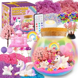 SPANKAR Unicorn Toys for Girls,Kids Light UP Terrarium Kit,LED Night Light with Remote,DIY Art & Crafts Science Kit,Best Easter Birthday Gifts for Girls Age 3 4 5 6 7 8 9 10 Year Old