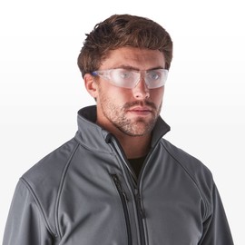 Riley Kosma Protective Safety Glasses for Work – Rubber Coated Lightweight and Adjustable Sport Style Clear Goggles