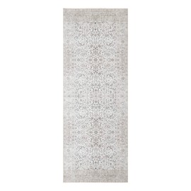 Bloom Rugs Washable Non-Slip 7 ft Runner - Beige/Off White Traditional Bordered Runner for Entryway, Hallway, Bathroom, and Kitchen - Exact Size: 2.5' x 7'