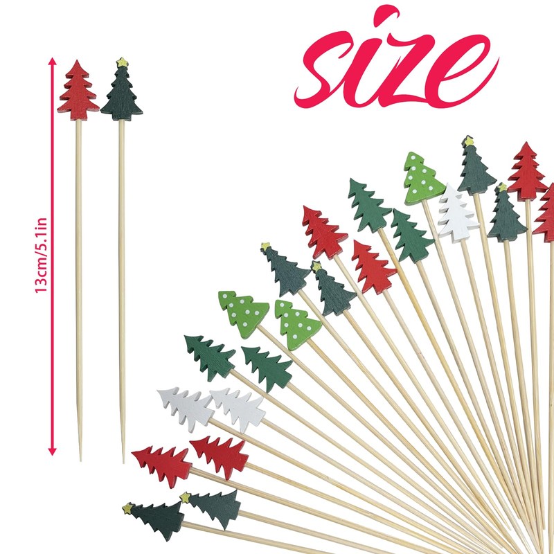 200Pcs Christmas Trees Cocktail Picks,Christmas Trees Shape Fruit Toothpick,Party Toothpicks