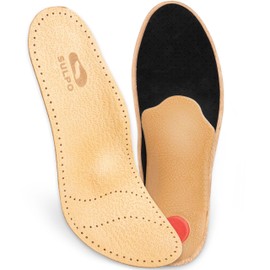 SULPO Orthopaedic Insoles, Comfort Genuine Leather Shoe Insoles with Arch Support for Flat Foot and Metatarsal Discomfort, Insoles Shoes for Men and Women, 1 Pair (Beige, 39)