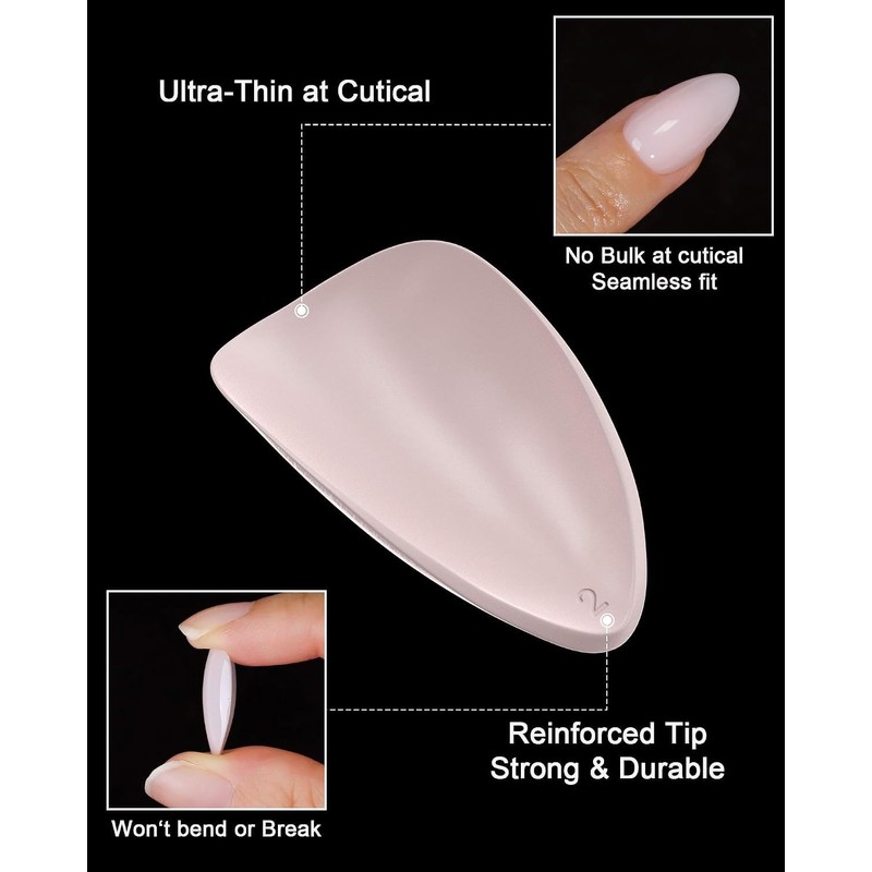 Light Pink Short Almond Press On Gel Nails 16 Sizes