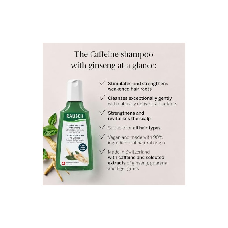 Rausch Caffeine Shampoo with Ginseng 200ml - Relief for Hair