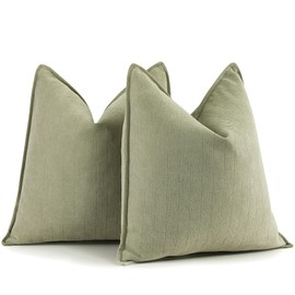 ZWJD Sage Green Pillow Covers 26x26 Set of 2 Chenille Throw Pillow Covers with Elegant Design Soft and Luxurious Decorative Throw Pillows for Couch, Bed, and Home Decor