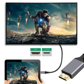 NFHK 4K Tipo-C Mini HDMI 1.4 macho 90 grados en ángulo recto a HDMI hembra Cable de extensión para cámara DV MP4 DC Laptop