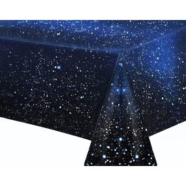 Losuya Star Space Tablecloth Birthday Table Cloth Rectangular Disposable Starry Night Tablecloth Plastic Galaxy Table Cover, 137 * 274Cm