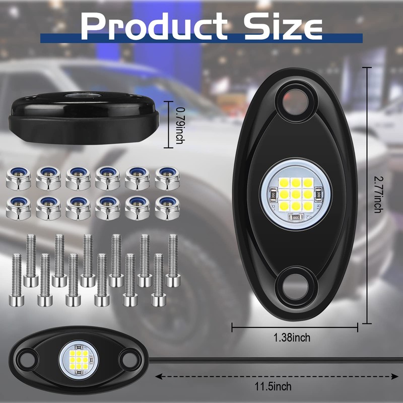 Treela 24 Pods White Rock Lights LED Wheel Well Underglow
