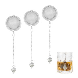 UNICRAFTALE 3pcs Round Mesh Tea Infusers Stainless Steel Tea Strainer with Tibetan Heart Charm Ball Strainer Cages Holder Tea Mesh Strainer Tea Filters Set for Brew Tea, Spices & Seasoning