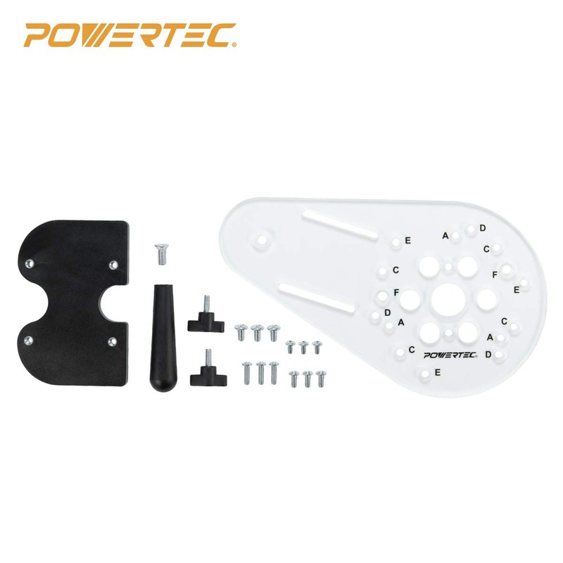 POWERTEC 71398 Universal Router Plate w/ Edge Routing Reversible Fence,