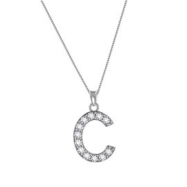 Aurora Tears Letter C Necklaces 925 Sterling Sliver Initial C Alphabet Pendant with Cubic Zirconia Jewellery for Women and Men DP0261C
