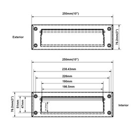QCAA Solid Brass Mail Slot, with Solid Brass Interior Frame,10" x 3", Polished Brass, 1 Pack, Made in Taiwan