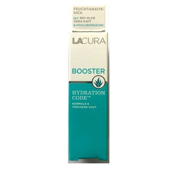 Lacura Booster hydration code with organic aloe vera juice and hyaluronic acid, contents: 15 ml.
