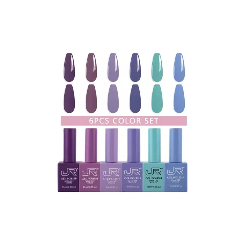 10 Gamas Gel Semipermanente Jr 6pz De 15 Ml Cuadrada