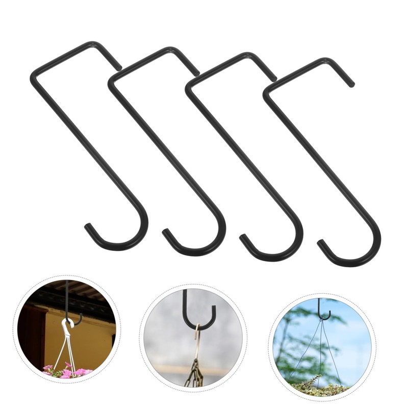WHAMVOX 4-Pack Iron Flower Basket Hanger for Outdoor Wall Balcony