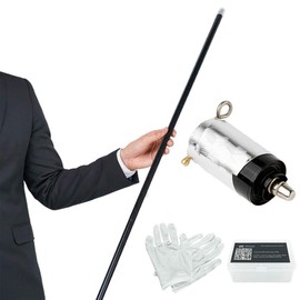 Kensally Xfunjoy 59"/150cm Black Magic Appearing Cane Magic Staff with Free Gloves and Video Turorial for Professional Magician Stage Street Magic Performance