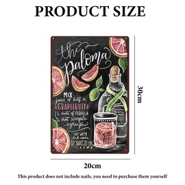 Wasise Bar Accessories - Cocktail Sign, Set of 6 Cocktail Metal Signs, Home Bar Accessories, 20x30cm Vintage Tin Wall Art for Bars Pubs Cafe Home Decor, Perfect Bars Accessorie Kitchen Decorations