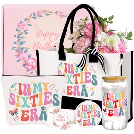 60th Birthday Gifts for Women Canvas Tote Bag, In My Sixties Era Birthday Box for Her,60 Years Old Gifts for Wife Mom