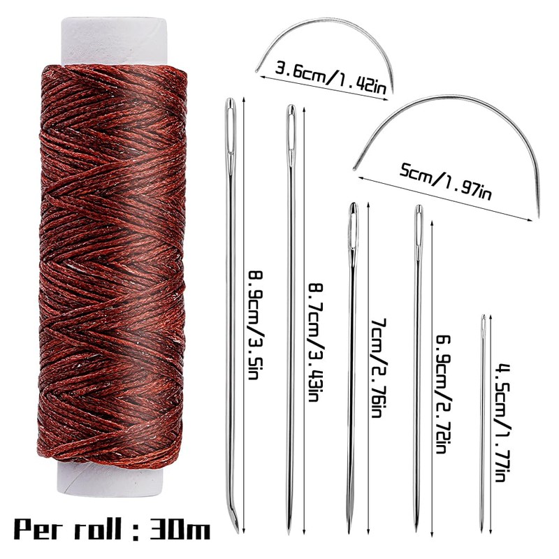 Ftyiwu Waxed Thread, Upholstery Needle and Thread 32 Yards with
