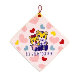 Shimajiro Heart Wash Towel with Loop, Pink, Cute, Nursery School, Kindergarten, Full Fee Cotton, 67-1061070, Approx. 13.4 x 13.4 inches (34 x 34 cm)
