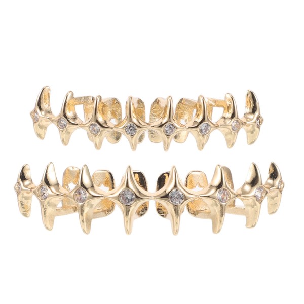 PACKOVE Gold Plated Hip Hop Grills with Star Design for