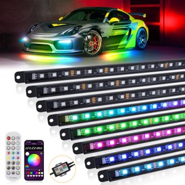 OPPBUY 8PCS Led Underglow Light for Car,Dream Color Chasing Underglow Light Kit with APP&Remote Control,Waterproof Aluminum Exterior Underbody Multicolor Music Sync Neon Accent Lights-2 Year Warranty