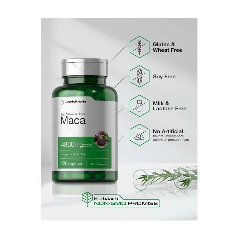 Horbäach Maca Root Capsules 4800 mg | 120 Pills |