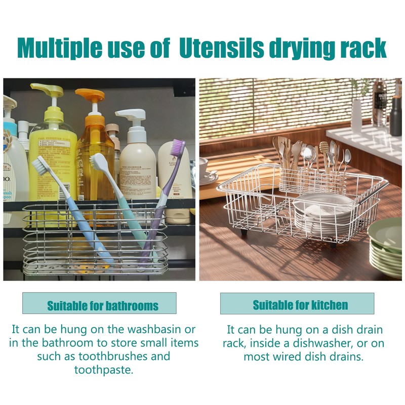 NiuYichee 304 Stainless Steel Utensil Holder, Dish Drying Rack, kitchen