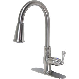 Stainless Single Handle Pull Down Kitchen Sink Faucet with Dual Spray