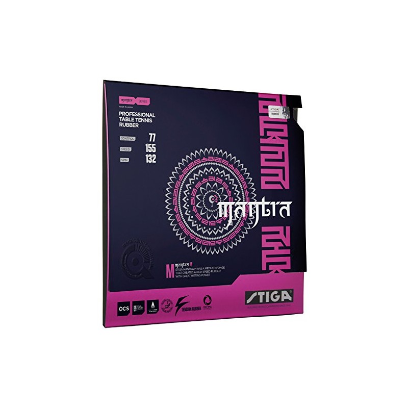 STIGA 1708-1601-19 Table Tennis Rubber, Tension Type, Soft Mantra, M,