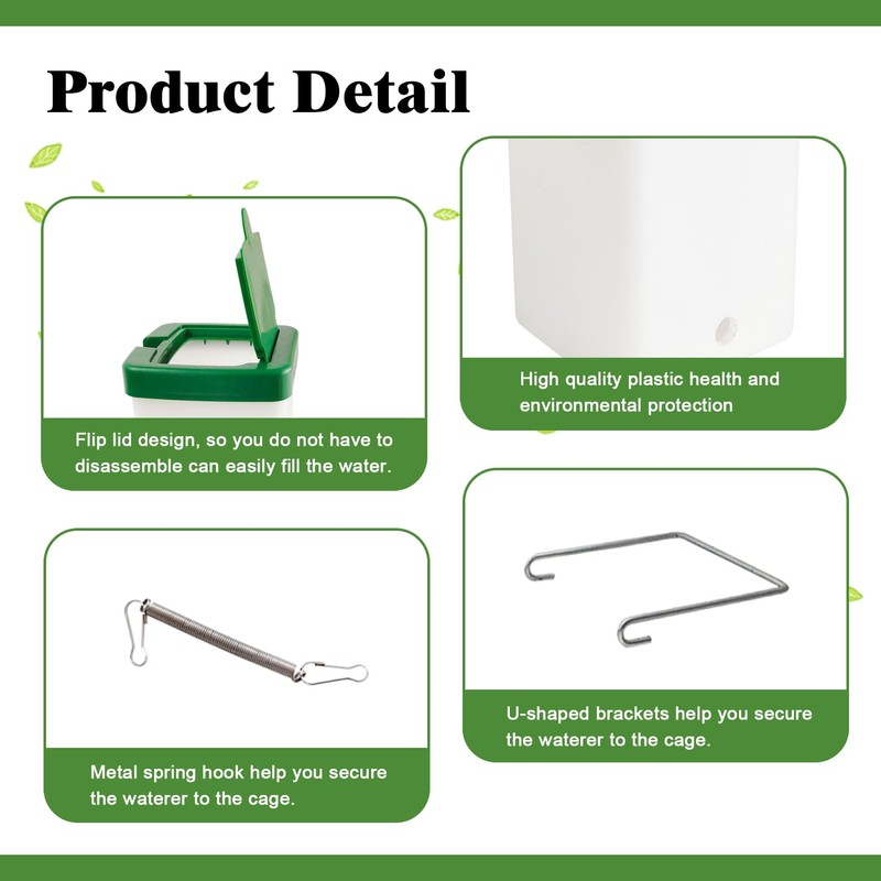 1L Hanging Chicken Drinker with Cup and Holder, Automatic Drinking