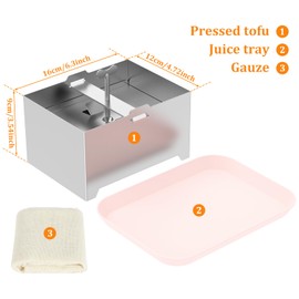 OKYMOTOR Tofu Press, DIY Tofu Maker Stainless Steel with Presser Towel & Drip Tray for Firm or Extra Firm Homemade Tofu Without Crack, Effortless Removing Water from Silken in 10-30 Mins.