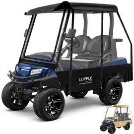 LUPPLE 2 Passenger Golf Cart Enclosure for EZGO TXT RXV 2 Seat, 600D Oxford Waterproof All-Weather Rain Cover, Golf Cart Accessories Winter Enclosure, 4-Sided Windows Roll-up Door（Black