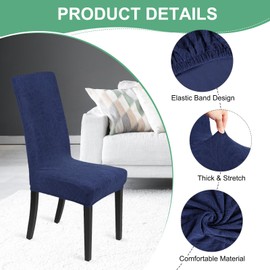 M METERXITY 2-Pack Waterproof Chair Cover, Dining Room Stretch Jacquard Chair Covers Protectors Removable Washable Chair Slipcovers for Home/Hotel/Restaurant [Navy Blue]