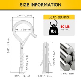 MYWISH 20-Pack Q Hanger Hooks with Safety Buckle, 2.2 Inches Windproof Q-Hanger Screw Hooks for Hanging String Lights, White Outdoor Wall Wood Ceiling Deck Mount, with 1 Wing Nut Driver