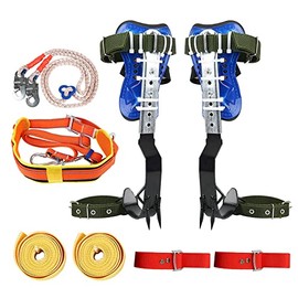TWSOUL Tree Climbing Spikes Set, Upgrade Adjustable Tree Climbing Spikes 2 Gears with Harness Belt & Back Strap for Outdoor Jungle Survival, Picking Fruit, Indoor and Outdoor Sports