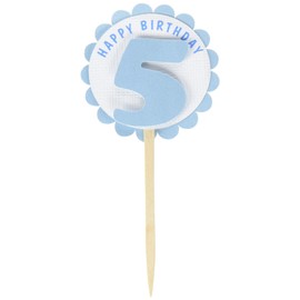 All About Details Shimmer Light Blue 5th Birthday Cupcake Toppers, Set of 12