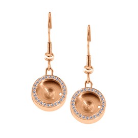Quiges Rose Gold Stainless Steel Earrings with Zirconia 12 mm Mini Coin Drop Earrings with Various Zirconia Coins, Crystal, Cubic Zirconia