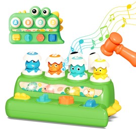 Pop up Animal Toys with Music & Light，Dinosaur Musical Toys for Toddler Aged 1-3，Montessori Cause and Effect Interactive Toys for Boys Girls ，Early Learning Baby Toys 6-18 Months Birthday Xmas Gift