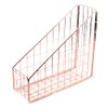 Coshar Minimalist File Holder Metal Wires Magazine Organizer Document Rack Letter File Storage Organizer Desktop Accessory - Rose Gold