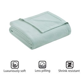 Madison Park Liquid Cotton Luxury Blanket Premium Soft Cozy 100% Ring Spun Cotton For Bed , Couch or Sofa, King, Sea Foam